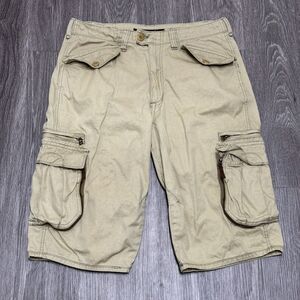 Sean John Cargo Shorts Men 34 Ivory Linen Blend Casual Bermuda Golf Beach Street
